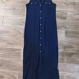 Michael Kors Sleeveless Navy Maxi Dress/shirt dress, M